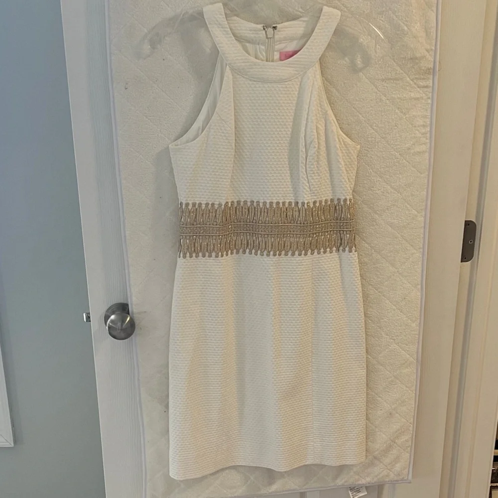 Lilly Pulitzer White and Gold Dress - Picture 1 of 4
